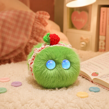 Cute Fluffy Plush Ball Keychain Pendant with Glowing Eyes